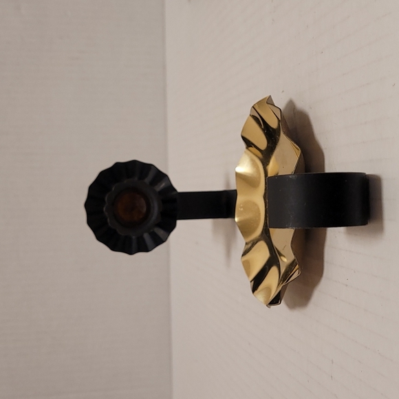 Pair of Iron Candle Wall Sconces with Gold Reflector - Picture 6 of 16